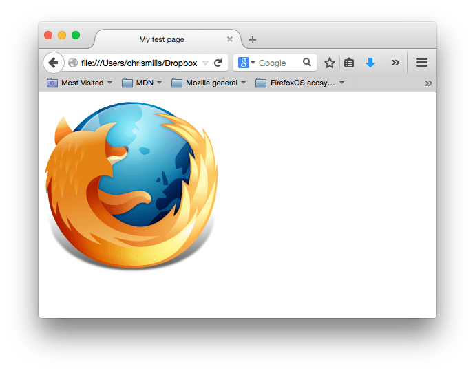 A screenshot of our basic website showing just the Firefox logo - a flaming fox wrapping the world