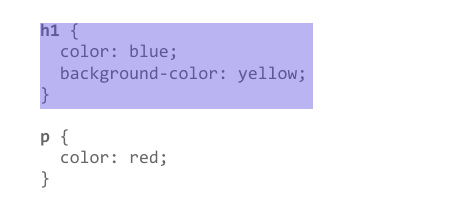 The rule for h1 highlighted